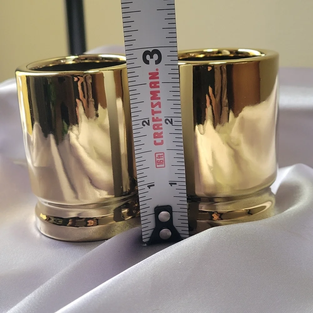 50 Caliber by Barbuzzo Shot Glasses Set of 2 The Wine Savant Gold Tone Color